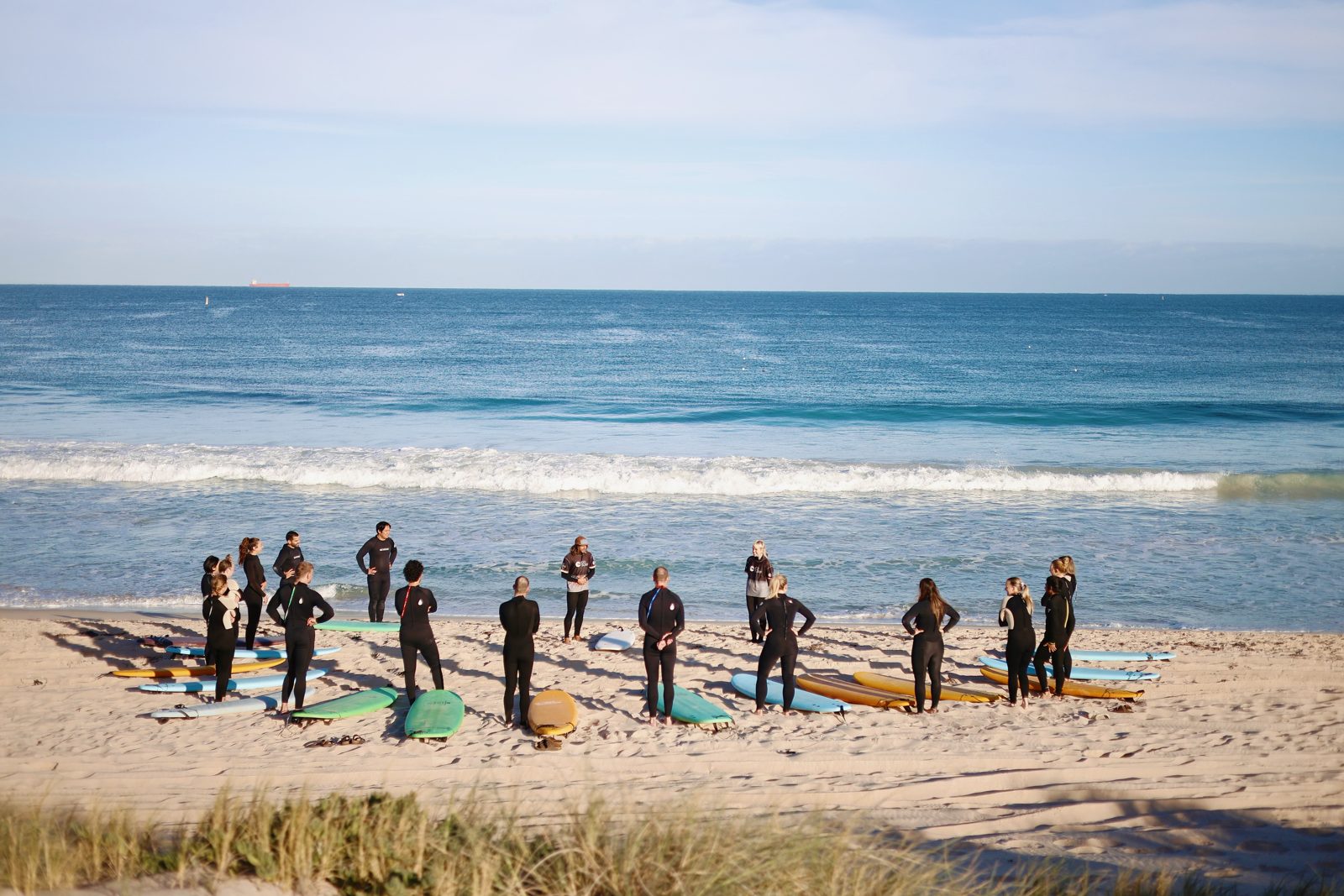 Surf social group on the sand at Trigg